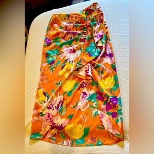 Womens Small Spring/Summer Floral Silk Pencil Skirt